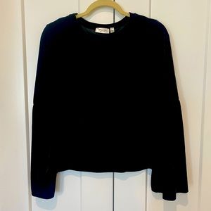 Black velvet long sleeve top size Small
